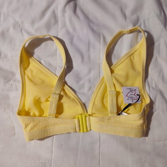 Peek and Beau Women's Fuller Bust  Ribbed Triangle  Bikini Top NWT Lemon - Picture 6 of 10